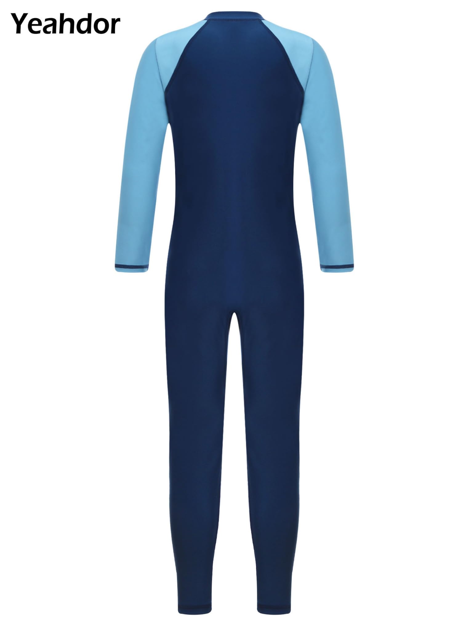 YEAHDOR Unisex Boys Girls Long Sleeve Zip Up Full Length One Piece Swimsuit UPF 50+ Rashguard Shirts Mutti 9-10 Years