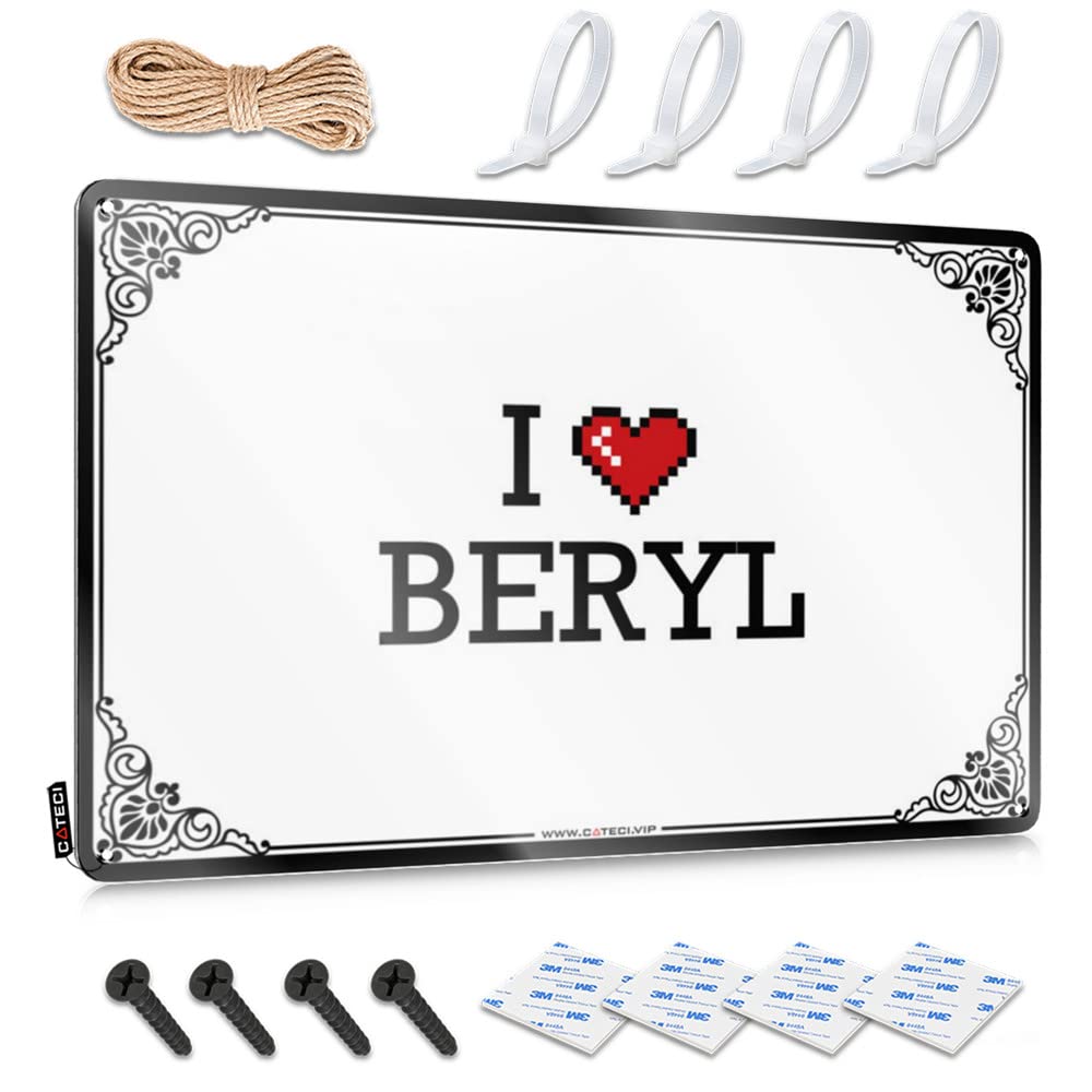 Decoration Collection Waterproof Artwork, Retro Retro Print For Cafe Pub Patio | Back Porch Decor Pre-drilled Custom I Love Beryl(20X30CM)