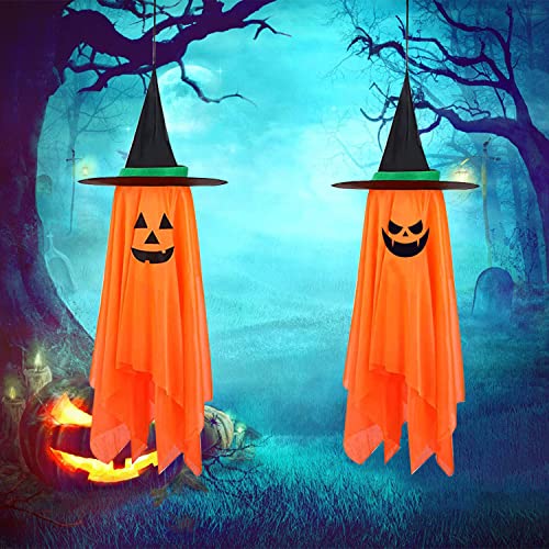 Halloween Decorations, 2 Pack Pre-Installed Pumpkin Ghost Witch Halloween Decor, Outdoor/Indoor Cute Halloween Hanging Decorations Ornaments for Party Yard Door Window Tree Porch Home Lawn Wall Halloween Decorations, 2 Pack Pre-Installed Pumpkin Ghost Witch Halloween Decor, Outdoor/Indoor Cute Halloween Hanging Decorations Ornaments for Party Yard Door Window Tree Porch Home Lawn Wall