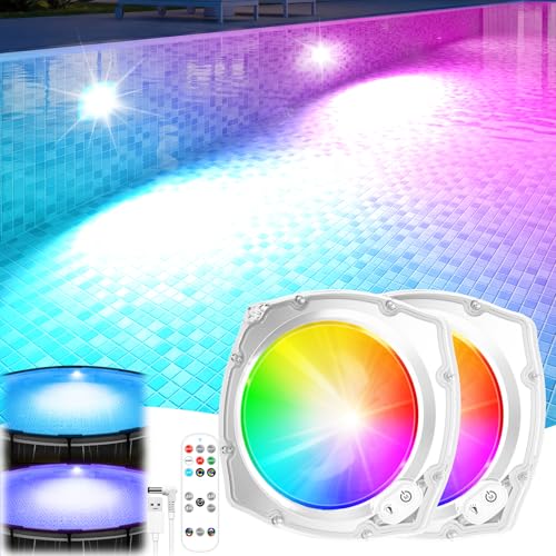 Submersible Pool Lights with Remote, High Brightness...