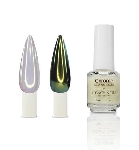 LEGACY NAILS Polvo líquido profesional para uñas CROMADO PERLA 0.2 fl oz - Revela la magia de los efectos iridiscentes, nacarados y metálicos - Di