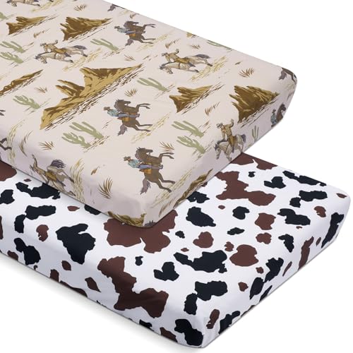 Mindsoft 2 Pcs Crib Sheet Set 52 x 28 x 8 Inches Baby Sheet Newborn Bedding Nursery Crib Sheets for Girl Boys Baby Gifts for Toddler Mattresses...
