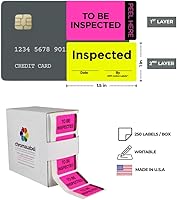 Vista 3 de ChromaLabel 1 x 1.50 Inch Fluorescent Pink and Yellow Double Layer Quality Control Label, Imprinted Inspected by Stickers, 250 Quality Inspection