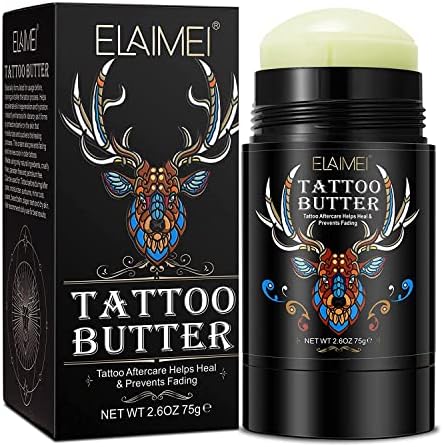 Tattoo Aftercare Butter Tattoo Balm Cream - Color Enhancement Revives Old Tattoos, Hydrates New Tattoos Cream, Natural + Petroleum Free, Daily Tattoo Lotion Moisturizer & Healing Brightener (2.6 oz/75g)