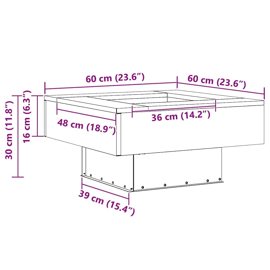 vidaXL Braise Marron 60 x 60 x 30 cm Acier patiné, Brasero de Patio Moderne et stylé, carré, Parfait pour se détendre en extérieur, déco Durable et Chauffage