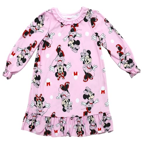 Disney Minnie Mouse Night Gown for Girls, Toddler Girls Granny Nightgown, Long Sleeve Minnie Mouse Pjs for Kids, 2T to 4T