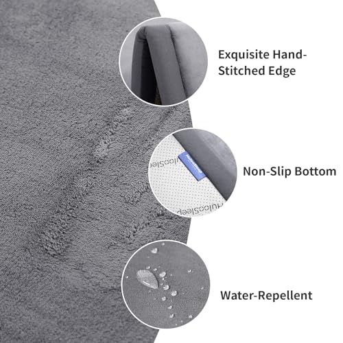 Image of Huloo Sleep 2 inch Thick Play Mat for Babies Toddlers, Dark Gray, 28 inchx72 inch | Extra Safety Anti-Fall Cushion Mat, Non-Slip, Water-Repellent Coral Velvet, Bedside Rug for Kids Room