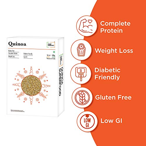 Image of Chef Urbano White Quinoa 500 g (Pack of 2) | Saponin Free | Higher Mineral Content Than Rice | Rich in Protein & Fiber | Diabetic Friendly | Aids Weight Loss | Gluten Free | Vegetarian | Non GMO | Diet Food