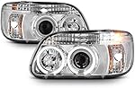 [For 1995-2001 Ford Explorer] LED Halo Ring Chrome Projector Headlight Headlamp Assembly, Driver & Passenger Side