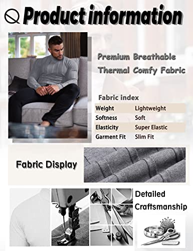 JoZorro Men Turtleneck Long Sleeve Sweater High Neck Top Slim Fit Lightweight Knit Roll Neck Pullover Sweaters for Men3