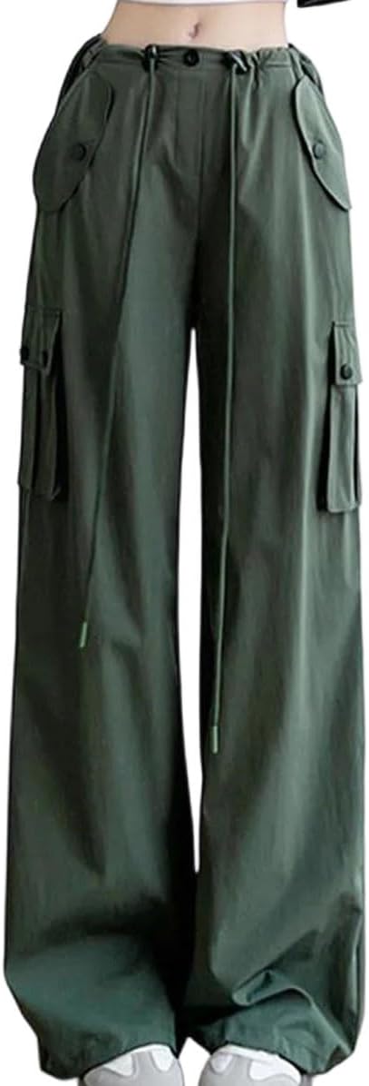 Women's High Waist Wide Leg Casual Pocket Sports Loose Trousers