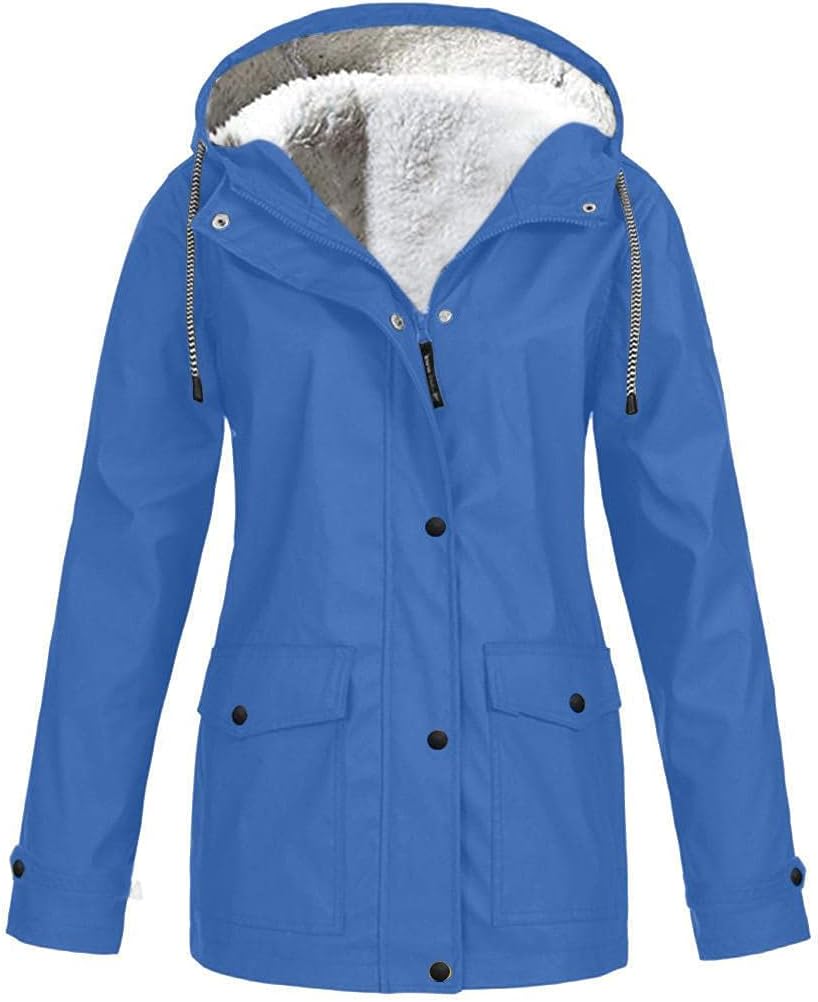 LIXIAO Winter Plush Thicken Anoraks for Women Windproof Warm Outdoor Climbing Jacket Plus Size Hooded Waterproof Windbreaker
