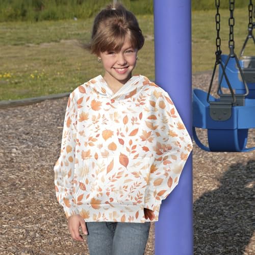 KLL Autumn Leaves Seamless Boys And Girls Sweatshirts Sweater Crewneck Pullover Hoodies Kangaroo Pocket4