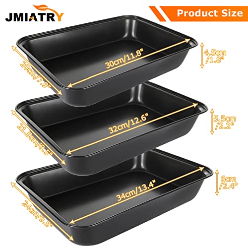 JMIATRY 4 Pcs Non Stick Oven Baking Tray, Rectangle Heavy Duty Carbon Steel Oven Tray, PFOA Free Roasting Tin Pans for Baking Food, Black - Image 3