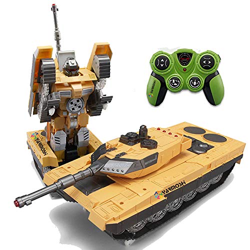 YARMOSHI Remote Control Tank Robot Toy. Launches Soft Bullets, Plays Battle Sounds and Does Battle Dance. Flashing Lights. Kids 3 - 12