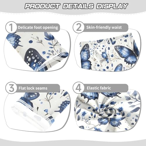 Boccsty Blue Butterflies Plant Girls Leggings Kids Yoga Pants Dance Active Tights 4T3