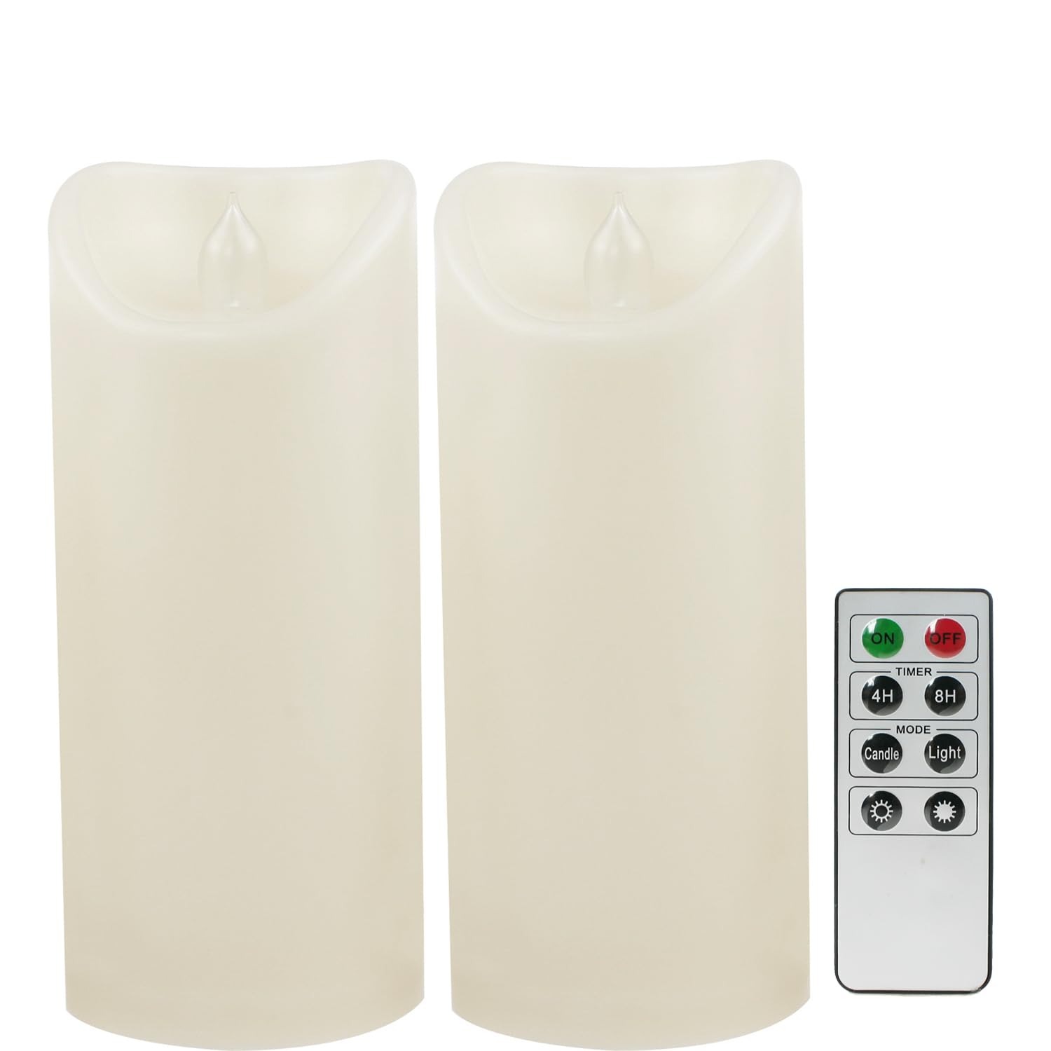 CANDLE CHOICE Outdoor Battery Operated Flameless Candles with Remote Timer Waterproof Flickering Plastic Electric LED Pillar Lights for Lantern Patio Garden Wedding Party Decorations 3x7 Inches 2 PCS
