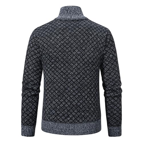 Men Stand Collar Ribbon Cardigan Regular Fit Full Zip Up Sweaters Mens Full Zip Long Sleeve Knitted Sweater3