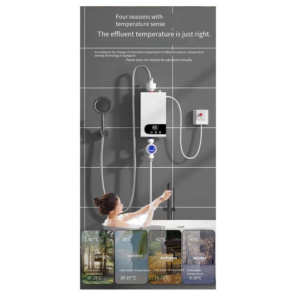 Calentador de agua eléctrico de 4500 W - Calentamiento rápido instantáneo, pequeño calentador de agua eléctrico, temperatura constante, enchufe de la UE, fácil instalación, fácil de usar