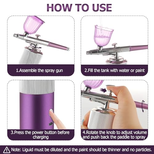 Kit de aerógrafo portátil com compressor, aerógrafo portátil recarregável de alta pressão 32PSI, aer