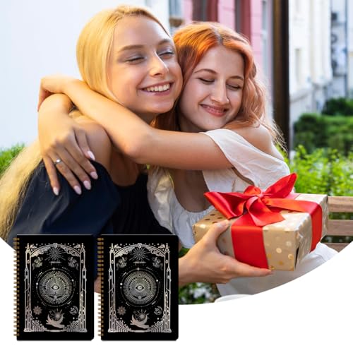 Image of 2 PCS Dream Journal Black Spiral Notebook Moon and Sun Journaling Notebooks Aesthetic Design Gifts for Women Girls Note Book Writing Journal Black Hardcover Notebook Classroom Office Supplies