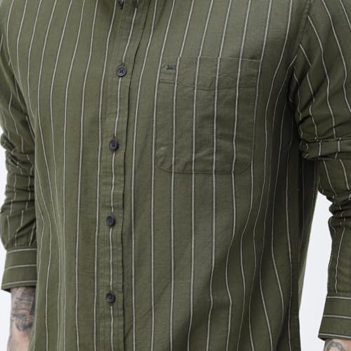Image of BASICS Cotton-Linen Blended Men's Shirt | Slim Fit | Everyday Smart Casual Wear | Full Sleeve
