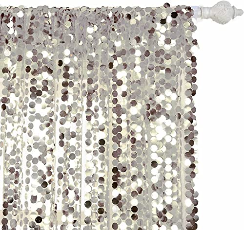 Ycc 9Ft X 9 Ft Silver Big Payette Sequin Backdrop Drapes Curtains Panels - Wedding Decorations Home Party Reception Curtain #TOP3