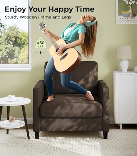 Image of Welzona Sofa Accent Chair, 33 inch Reading Chair, Comfy Teddy Arm Chairs