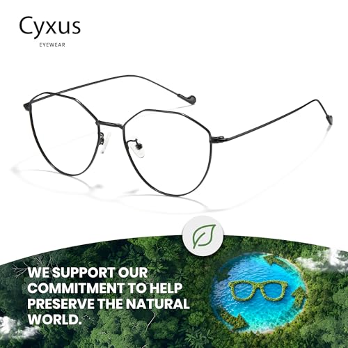 Image of Cyxus Blue Light Blocking Glasses Round Metal Frame Computer Glasses | Blue light blocking glasses featuring round metal frame, comfortable fit and versatile use for work, study and entertainment
