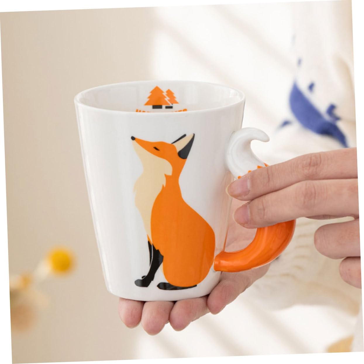 INOOMP Dekorative Keramiktasse 360ml aus Keramik für Kaffee und Tee | Oranges, Schlichtes Design mit Schönen Linien, Standfest und Leicht zu Reinigen, für Zuhause oder Büro