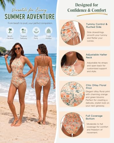 Image of Womens Two-Piece Tankini Set Cow Skull with Leopard Print Sets Swimwear Tankini Top Sets Swimwear