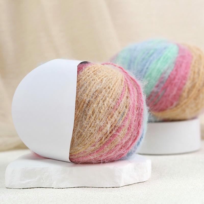 2/4/6/8 Rollos 100 g Mezcla de Lana Suave Hilo de Pelo Largo, Hilo de Lana de Ganchillo de Peso Medio, para Tejer a Mano Gorros, Bufandas, Suéteres y Decoración del Hogar