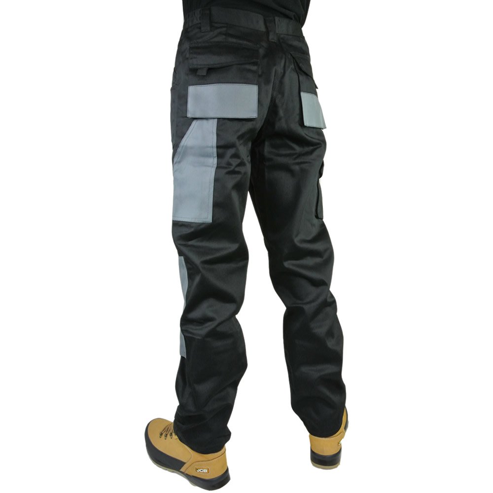 Blackrock Baratec Arbeitshose, Schwarz / Grau, Multi-Taschen, Trade-Pro-Hose, Dreifachnähte, 2 Stück, Schwarz / Grau, 34W - Long Leg 33"