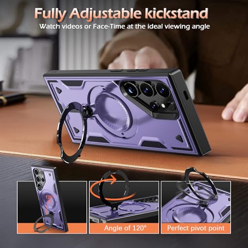 Image of for Samsung Galaxy S24 Ultra Case Magnetic with stand, with Mag-Safe, with Screen Protector, Wireless Charging, Shockproof for Samsung S24 Ultra 5G Phone Case, Ring Holder Cover, for Samsung S24 Ultra