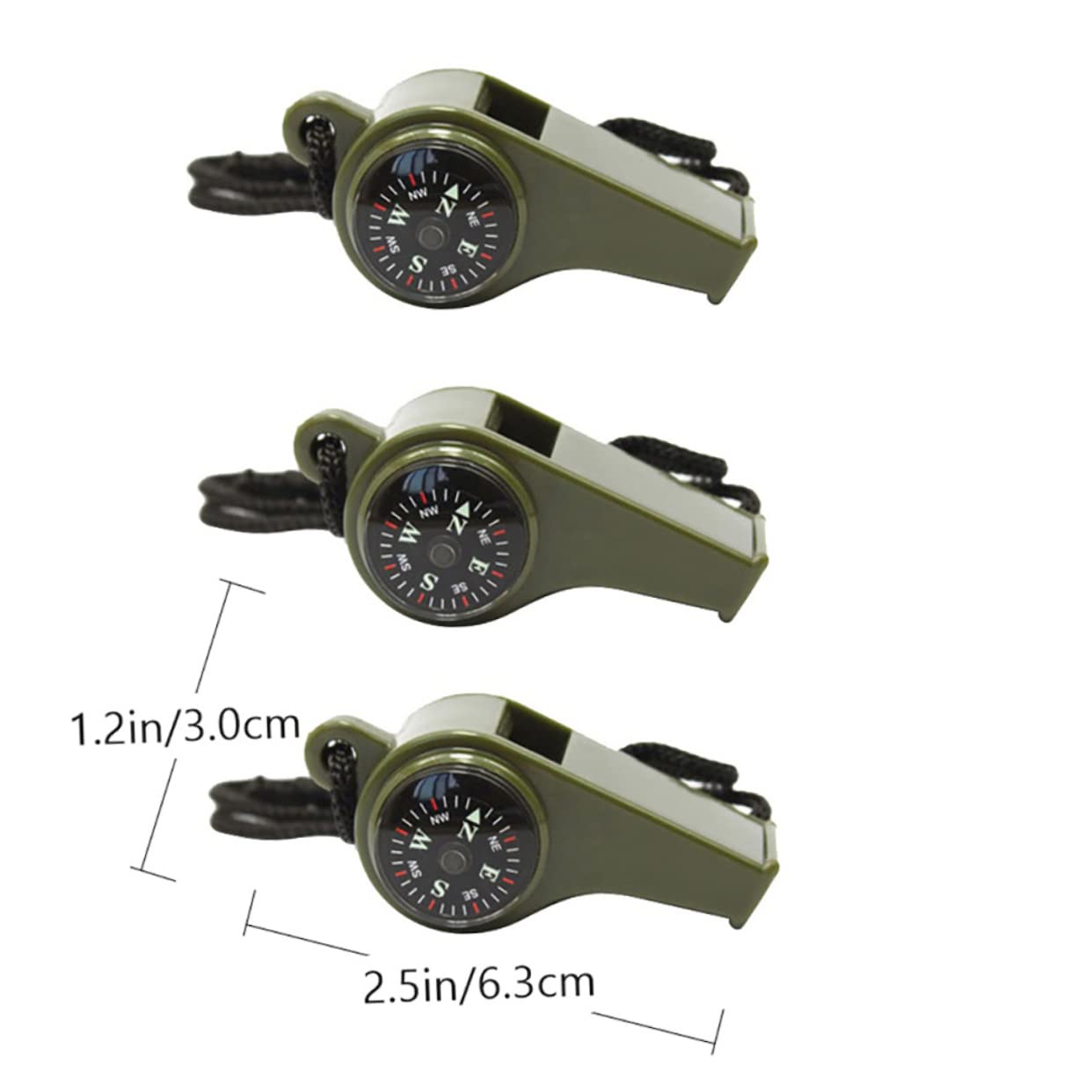 KOMBIUDA 3Pcs Outdoor Survival Whistles with Thermometer Compass Lightweight Emergency Whistles for Hiking Camping All Weather Use Loud Crisp Sound for Safety