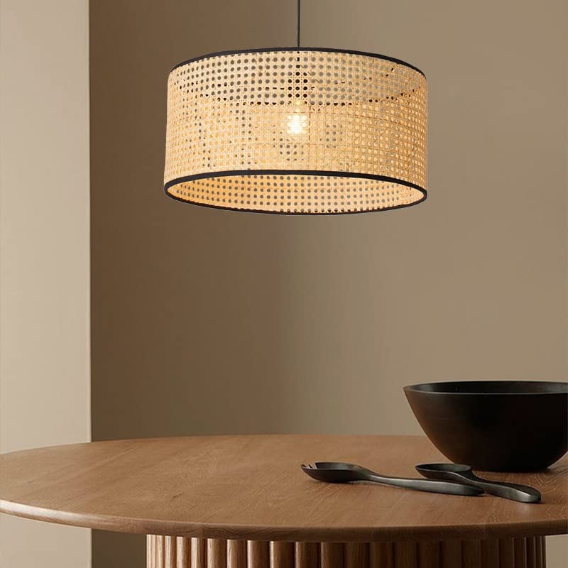 Lámpara colgante de mimbre industrial con pantalla tejida a mano 5