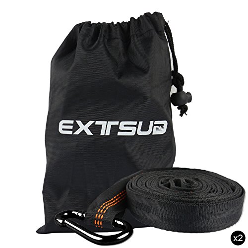 EXTSUD 1 Pair Adjustable Hammock Tree Straps Swing Hanging Straps Kit Hammock Hammock Tree Hanging Kit Shackle Set with 16 Adjustable Ribbon 8.86 Feet Max 1103 lbs Swing Hanging Kit with Carabiner