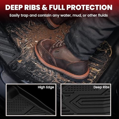 Image of LASFIT Floor Mats & Cargo Mats for Volkswagen Taos 2022-2026(Only Fit FWD), All Weather TPE Custom Fit Floor Liners for VW Taos Accessories 1st & 2nd Row Car Mats & Trunk Mats, Easy to Clean, Black