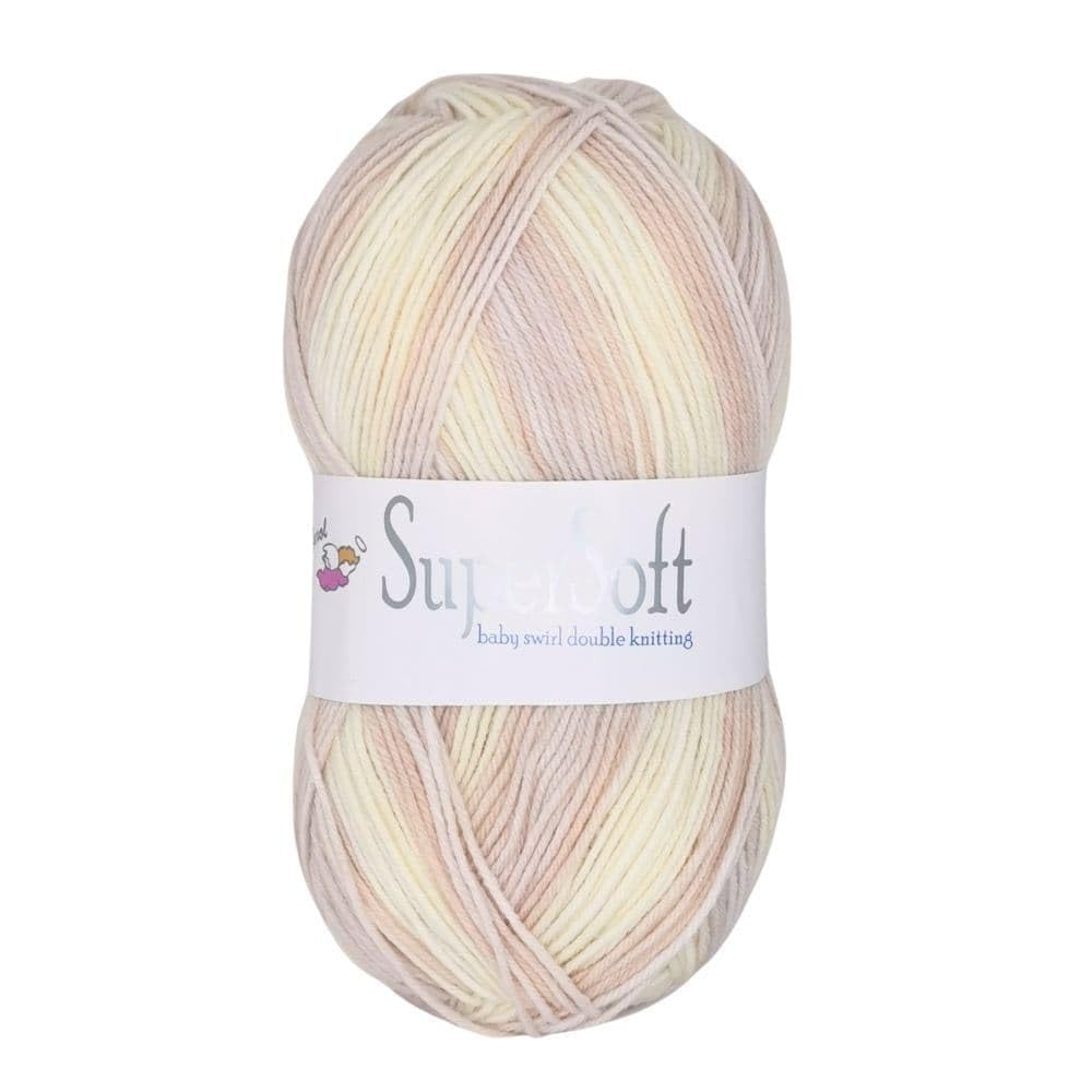 Jarol Supersoft Baby Swirl DK Knitting & Crochet Yarn, Great Value Baby Yarn Available in Multicoloured Pastel Shades, 55% Nylon & 45% Acrylic, 330 Metres, 100g Balls, Single Ball, Cookie Swirl
