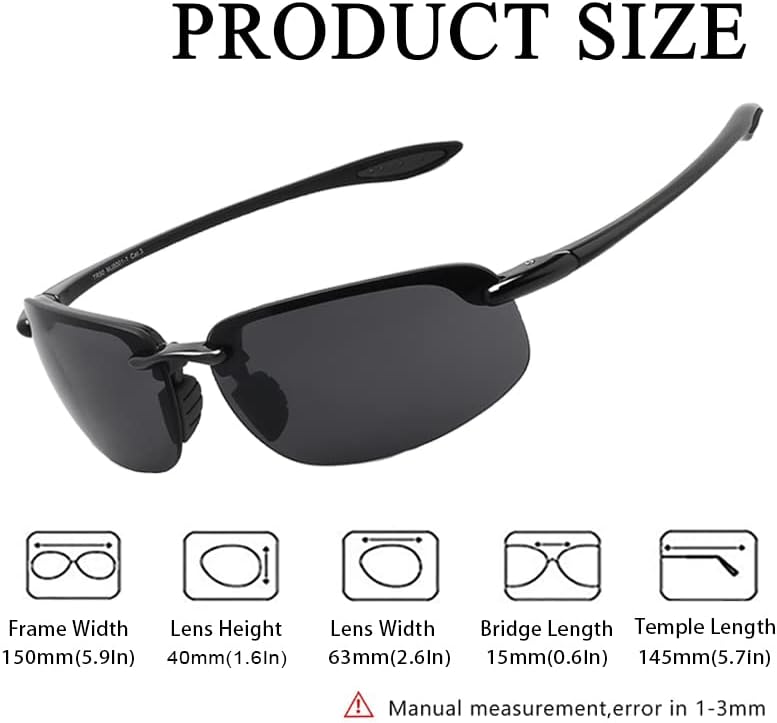 Miniatura 3 de WISTON Lentes de sol polarizados deportivos para hombres y mujeres, marco sin montura Tr90 para correr, pescar, béisbol, conducir, W8001