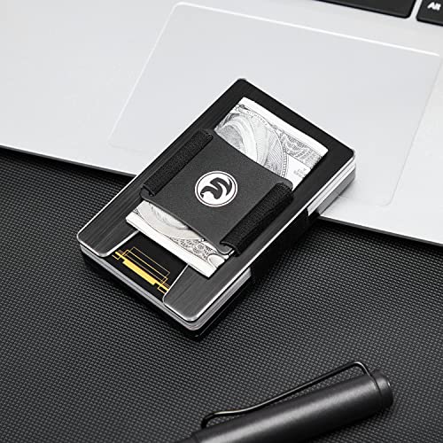 Hiesgie Men Minimalist Metal Wallet With Cash Strap | Engraved Vintage Death Scythe Skull Wallets | Personalized Rfid Blocking Aluminum Credit Card Holder | Slim Front Pocket Edc Tactical Money Case #TOP4