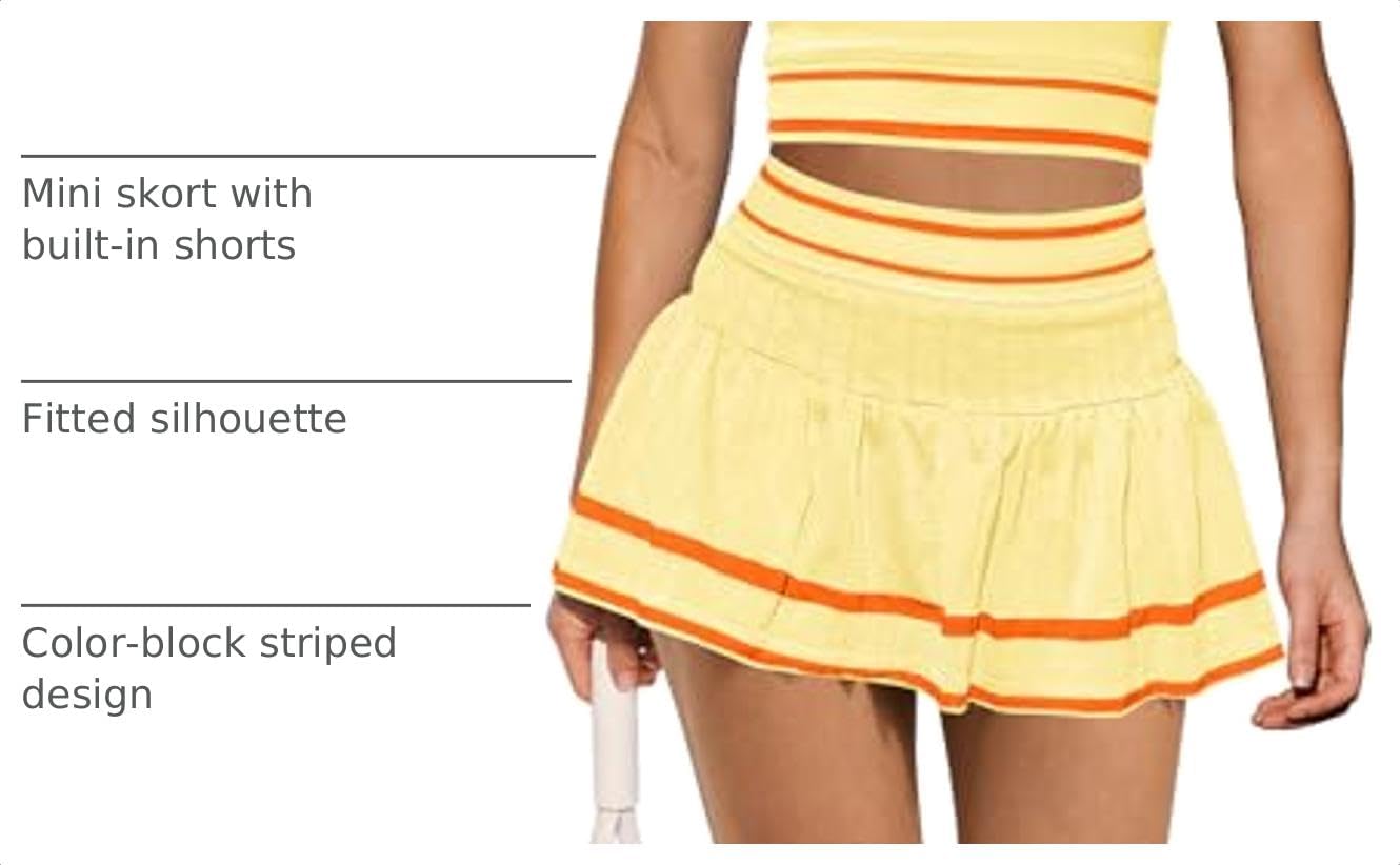 Yanekop Womens Tennis Skirt Set 2 Piece Workout Sets Seamless Golf Outfits image 4