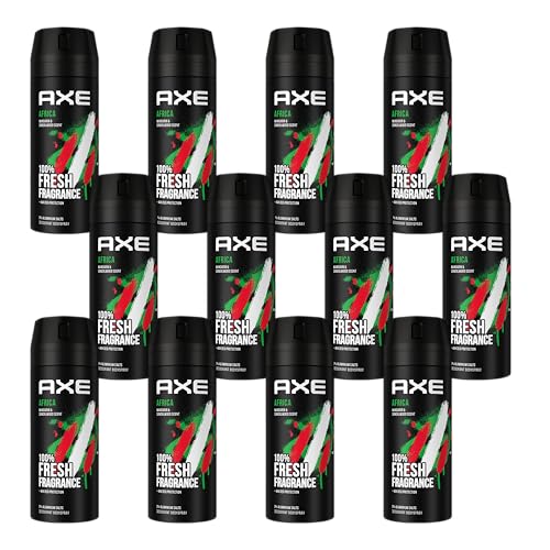 AXE Desodorante en spray corporal Africa con protección 48H contra el olor corporal sin sales de aluminio, 12 unidades
