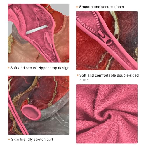 GuoChe Marble Red Neutral Girls Sherpa Jacket With Hood3