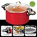 Red Copper Better Pasta Pot by BulbHead, Locking Handles and Straining Lid