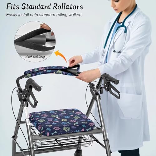 Image of Universal Walkers Seat Covers for Ladies Loving Dog Paws Rollator Accessories Soft Rollator Walker Seat and Backrest Covers for Seniors Women Men