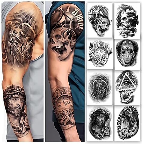 Roarhowl Ojos de Providence, tatuajes temporales adultos tattoo, Jesús, tatuajes temporales en brazos, mangas, tatuajes falsos grandes Cover