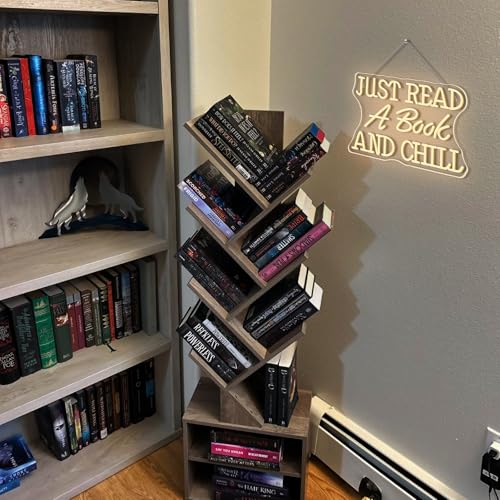 Image of Just Read a Book and Chill White LED Neon Lights Wall Decor LED Sign with Dimmable Switch Neon Light Up Sign for Classroom Bookstore Library Study Room Reading Party