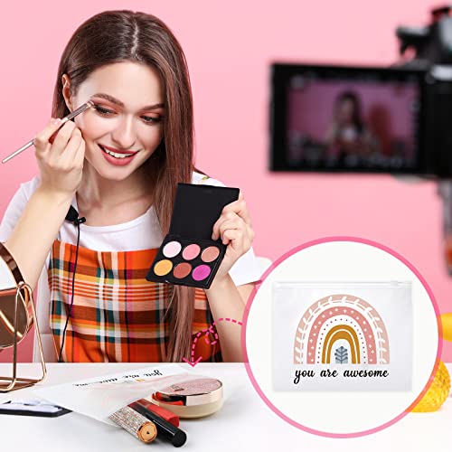 Amylove 100 Pcs Cosmetic Makeup Bag Bulk for Women Inspirational Zipper Pouch Rainbow You Are Awesome Travel Pouch Toiletry Bag for Women Girls Teacher Friend Birthday Party3