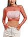 PAPAJIANG Womens Fishnet Lingerie Mini Top Mesh Baby Dolls Chemise Nightwear One Size Red
